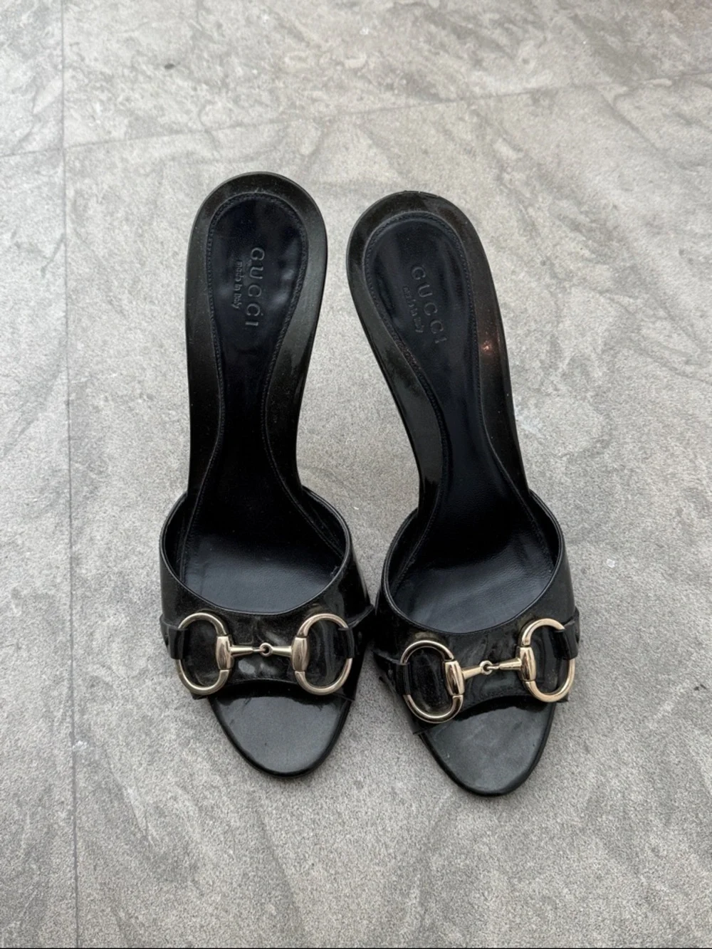 Gucci Black Patent Leather Horsebit Stiletto Mules - Picture 6 of 6